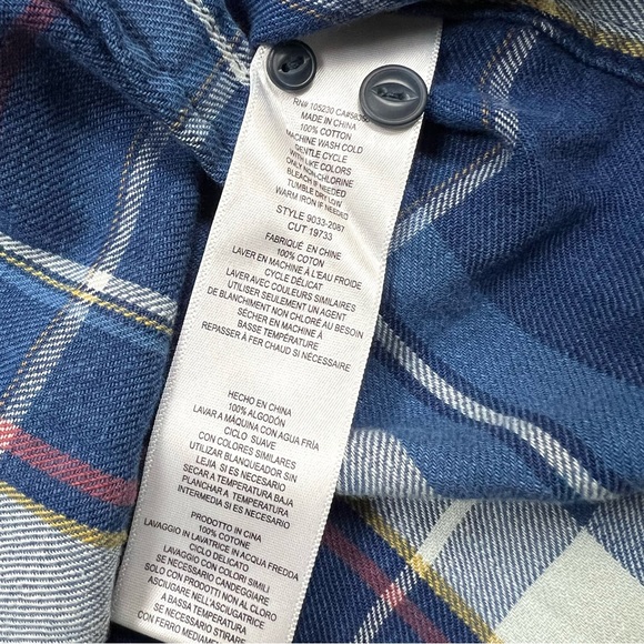 Current/Elliott Blue White Yellow Red Plaid Flannel Button Down Shirt Womens 1 - Picture 8 of 10